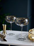 Black leopard print coupe glasses, set of 2, 17.5cm height (British brand)