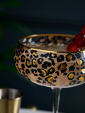 Black leopard print coupe glasses, set of 2, 17.5cm height (British brand)
