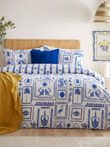 Furn Blue Frieze Abstract Reversible Duvet Cover and Pillowcase Set