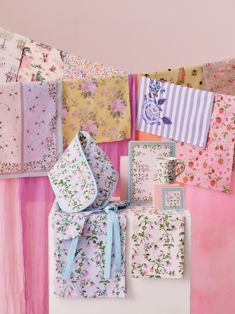 Cath Kidston Twin Flowers purple double oven gloves - British product