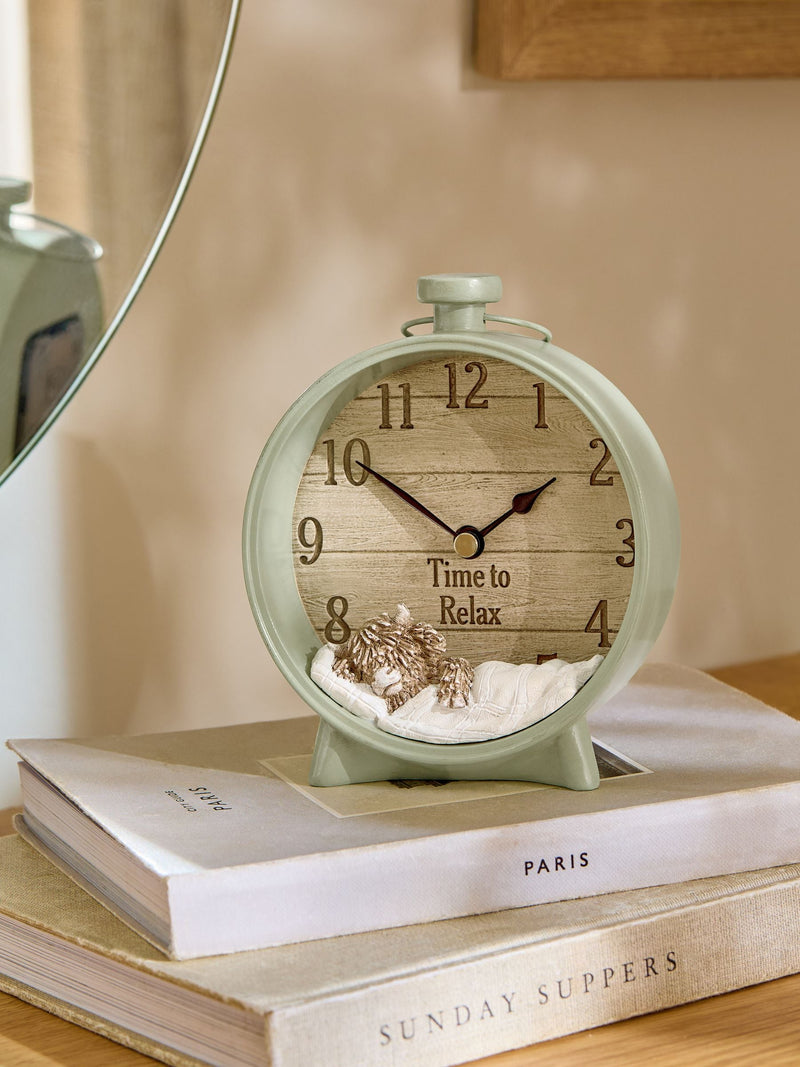 Hamish The Highland Cow Natural Animal Mantel Clock