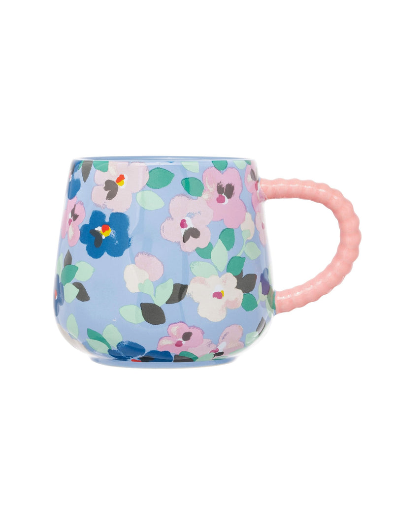 Cath Kidston Blue Painted Pansies mugs set of four 9.5cm height - British product