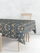 William Morris Gallery Blue Strawberry Thief Cotton Tablecloth 132x178cm