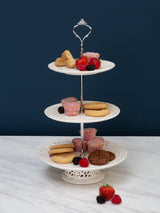 Maison by Premier Cream 3 Tier Ceramic Lace Cake Stand