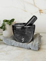 Interiors by Premier Black Marble Plain Pestle and Mortar Set Kitchen Utensil Set 9x12x12cm