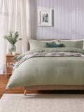 Sage green brushed cotton duvet cover and pillowcase set (British brand)