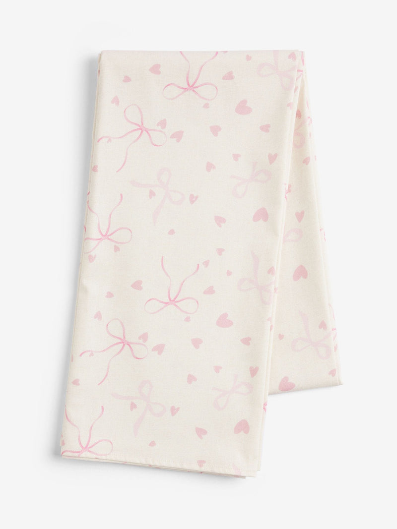 Pink hearts and bows wipe clean tablecloth, imported from the UK