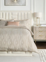Champagne Gold Diamond Jacquard Duvet Cover and Pillowcase Set