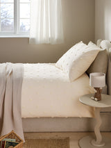 Natural Tufted Spot 100% Cotton Duvet Cover and Pillowcase Set