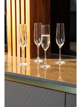 Mikasa Treviso Ribbed Crystal Champagne Flute Glasses Set of 4