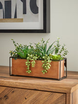 Green Artificial Succulent Garden in Bronx Wood Trough