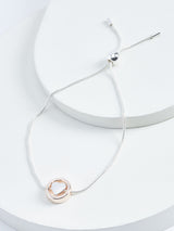 Rose Gold and Silver Tone Heart Pully Jewelry Bracelet