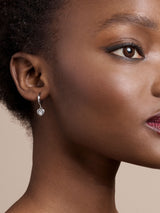 Ted Baker Silver Tone Clear Crystal Heart Huggie Hoop Earrings