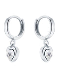 Ted Baker silver tone clear crystal heart huggie earrings (British brand)