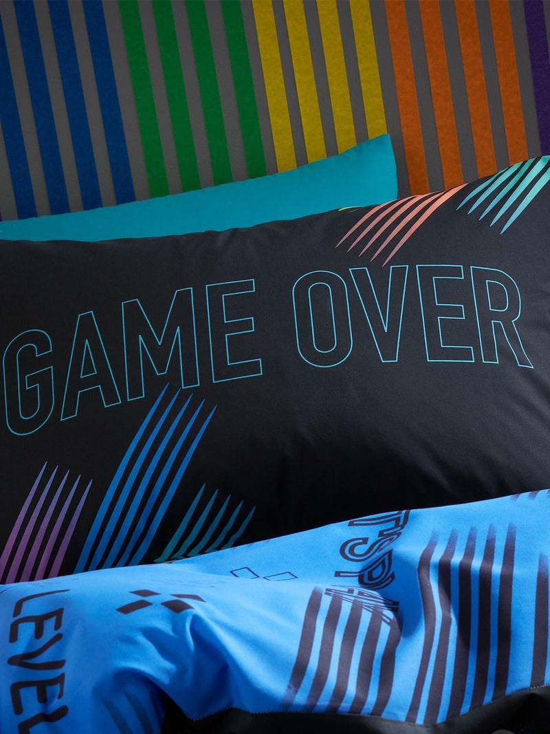 Catherine Lansfield Black Game Over reversible duvet cover and pillowcase set - British product
