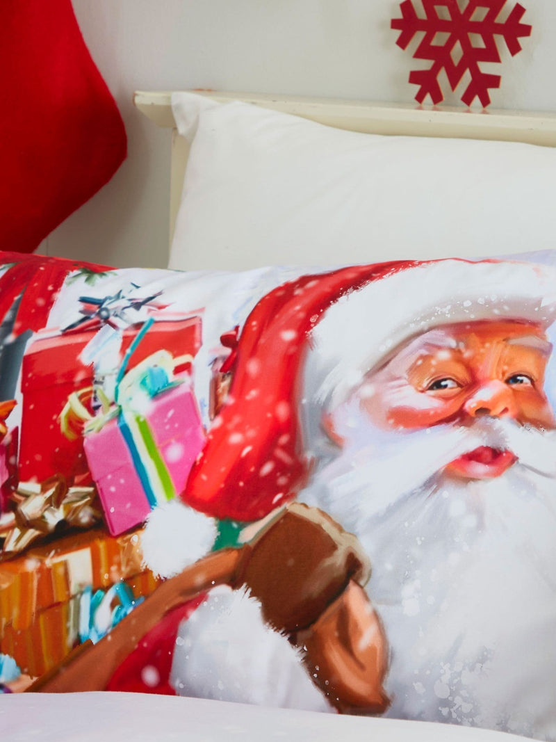 White Santa Christmas duvet cover and pillowcase set - British product