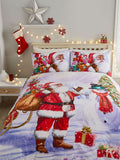 White Santa Christmas duvet cover and pillowcase set - British product