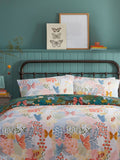 Furn teal blue forage reversible floral duvet cover and pillowcase set - British product