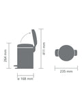 Brabantia Silver NewIcon pedal bin 3L - British product