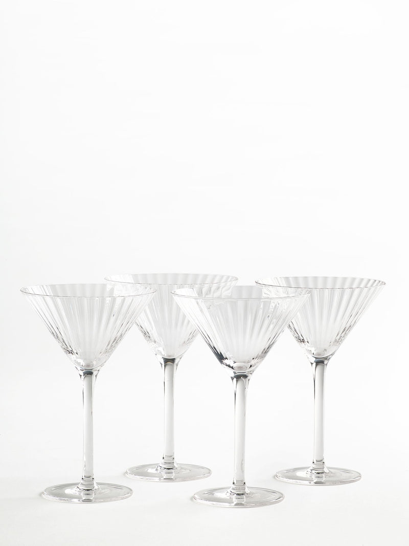 Jasper Conran London clear fluted martini glasses set of 4 17cm, UK version