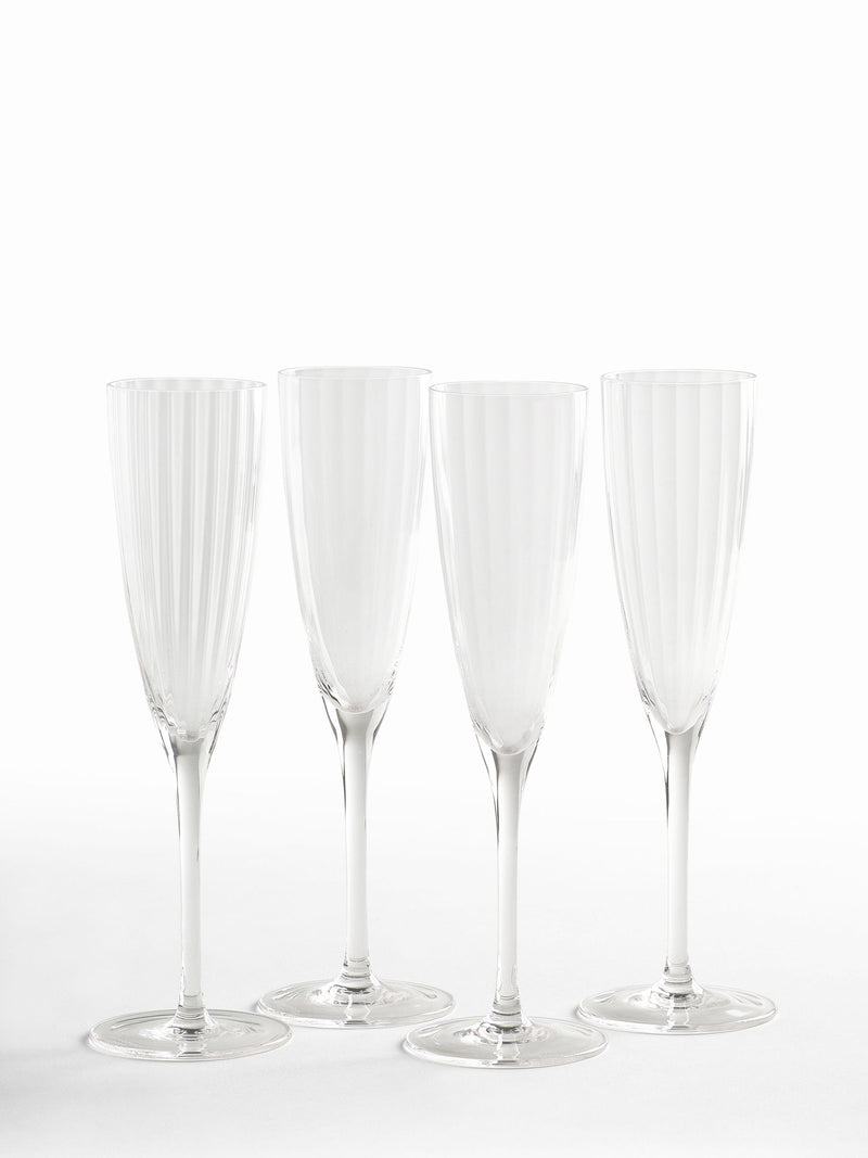 Jasper Conran London clear fluted champagne flute glasses set of 4, UK version