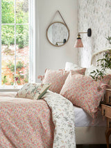 Laura Ashley Pink Coral Loveston 100% Cotton Reversible Duvet Cover and Pillowcase Bedding Set