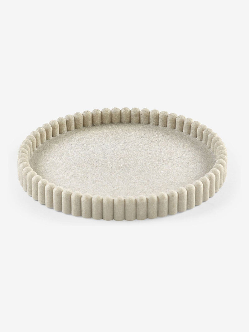 Natural rib round resin tray 21cm, imported from the UK