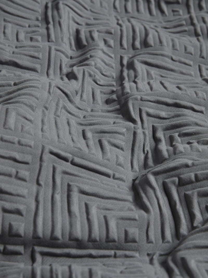 Charcoal grey embossed geometric duvet cover and pillowcase set - British product