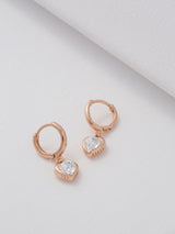 Ted Baker Rose Gold Crystal Heart Huggie Earrings