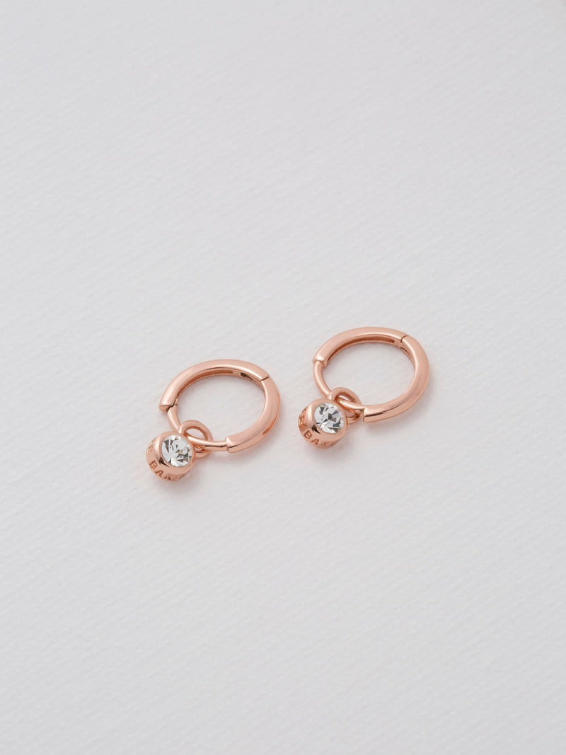 Ted Baker huggie earrings rose gold crystal (British brand)