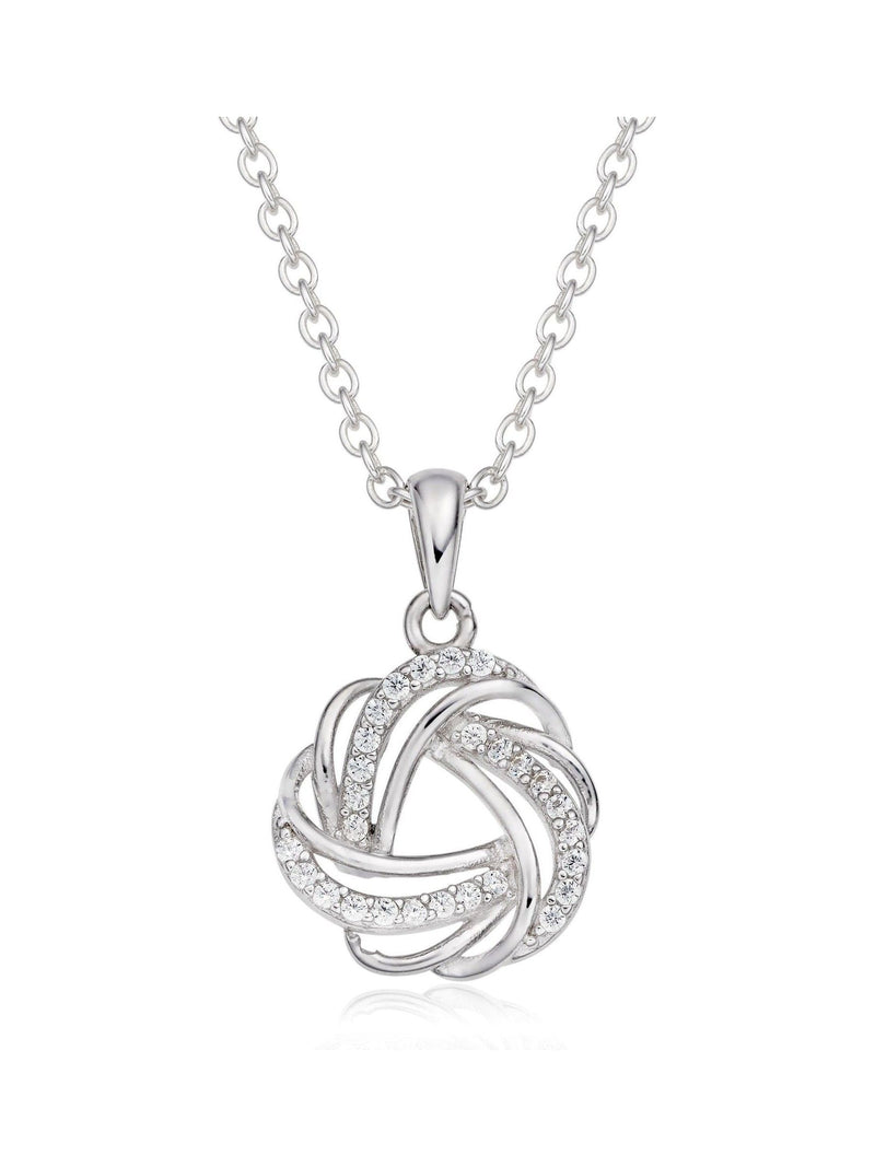 Beaverbrooks silver cubic zirconia knot pendant with chain - British product