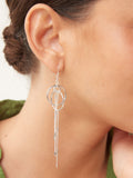 Silver tone circle chain drop earrings (British brand)