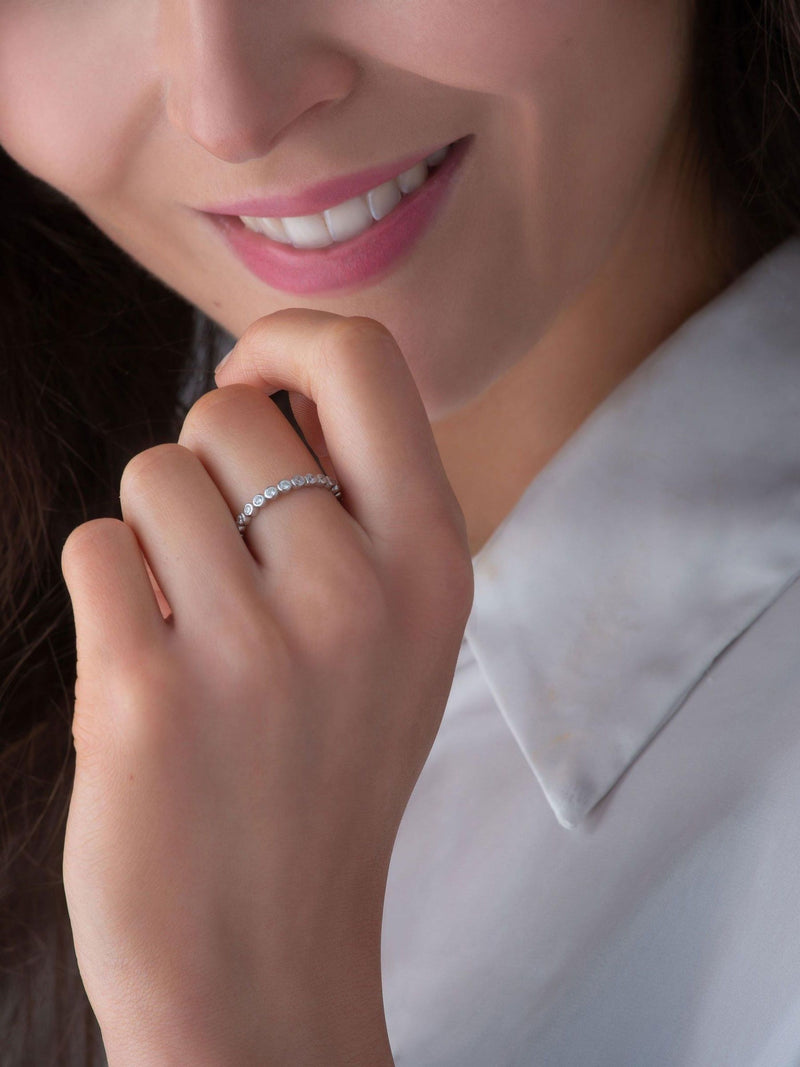 Beaverbrooks Silver Cubic Zirconia Bubble Stacking Ring 2.5mm width - British product