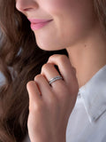 Beaverbrooks Silver Cubic Zirconia Bubble Stacking Ring 2.5mm width - British product