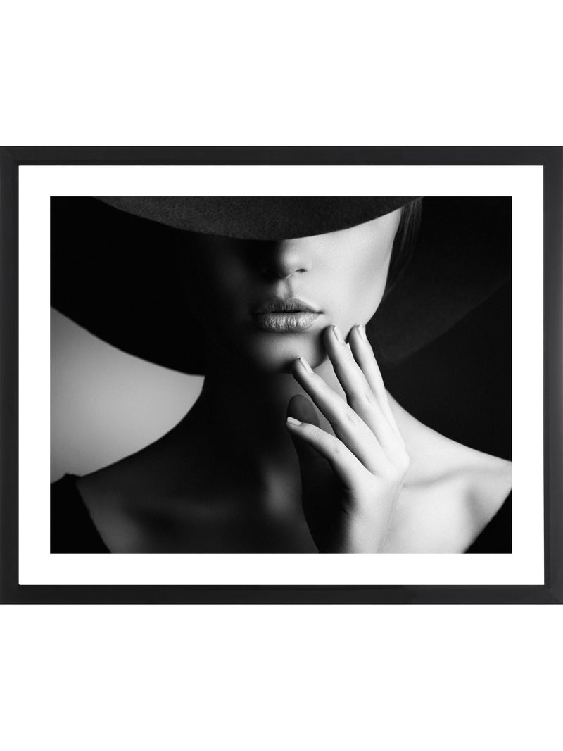 Brookpace Lascelles Black 'Mystery Lady I' photographic print in glass frame 86 x 66cm - British product