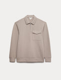 M&S cotton blend pique half zip top - British product