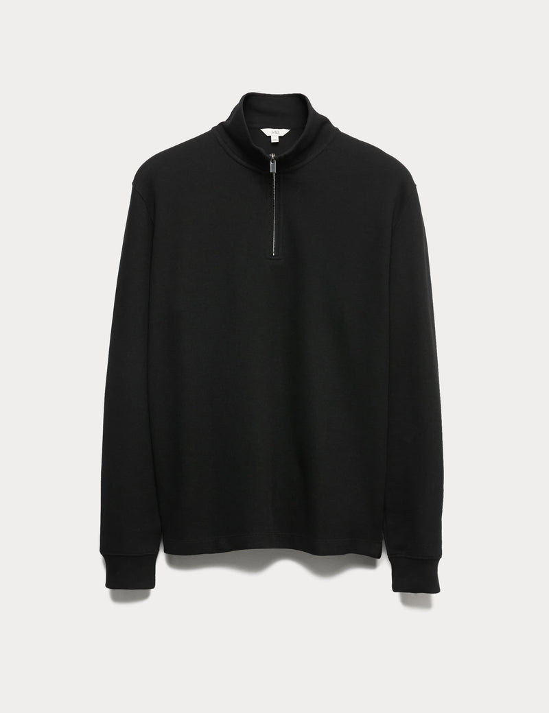 M&S Collection cotton rich half zip sweatshirt - British product