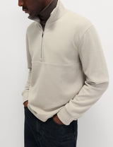 M&S Cotton Rich Textured Half Zip Sweatshirt