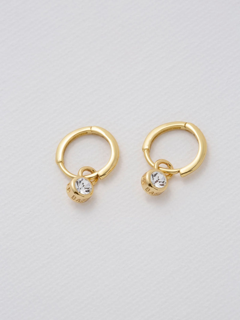 Ted Baker Huggie Earrings Gold Tone Clear Crystal 0.93cm (British brand)