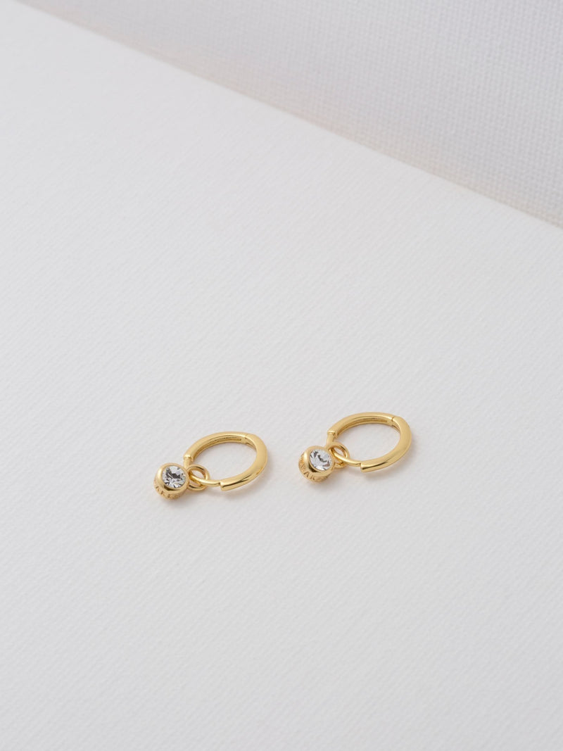 Ted Baker Huggie Earrings Gold Tone Clear Crystal 0.93cm (British brand)