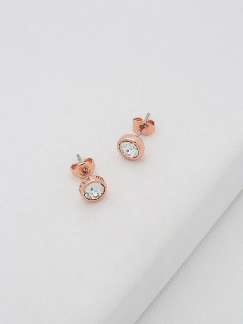 Ted Baker rose gold crystal stud earrings 0.6cm (British brand)