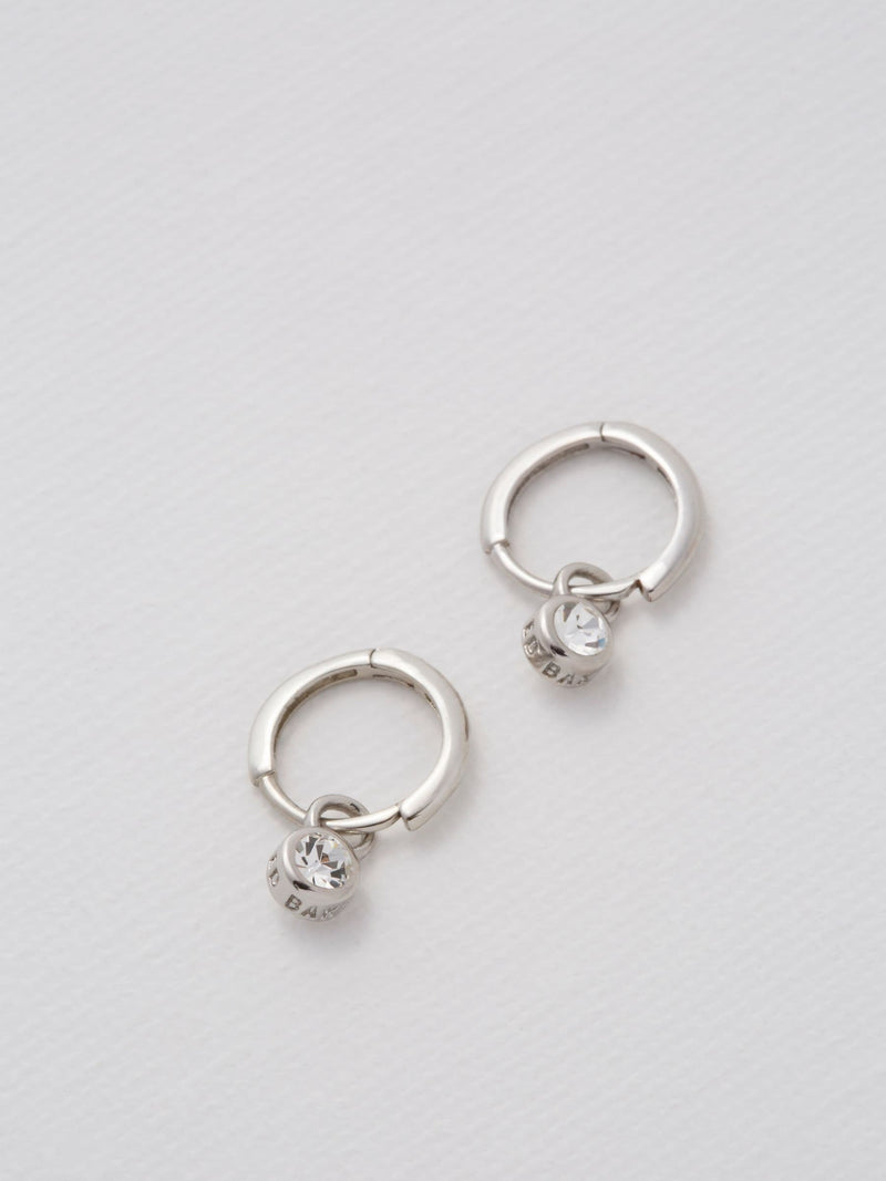Ted Baker Sinalaa Silver Tone Crystal Huggie Earrings (British brand)