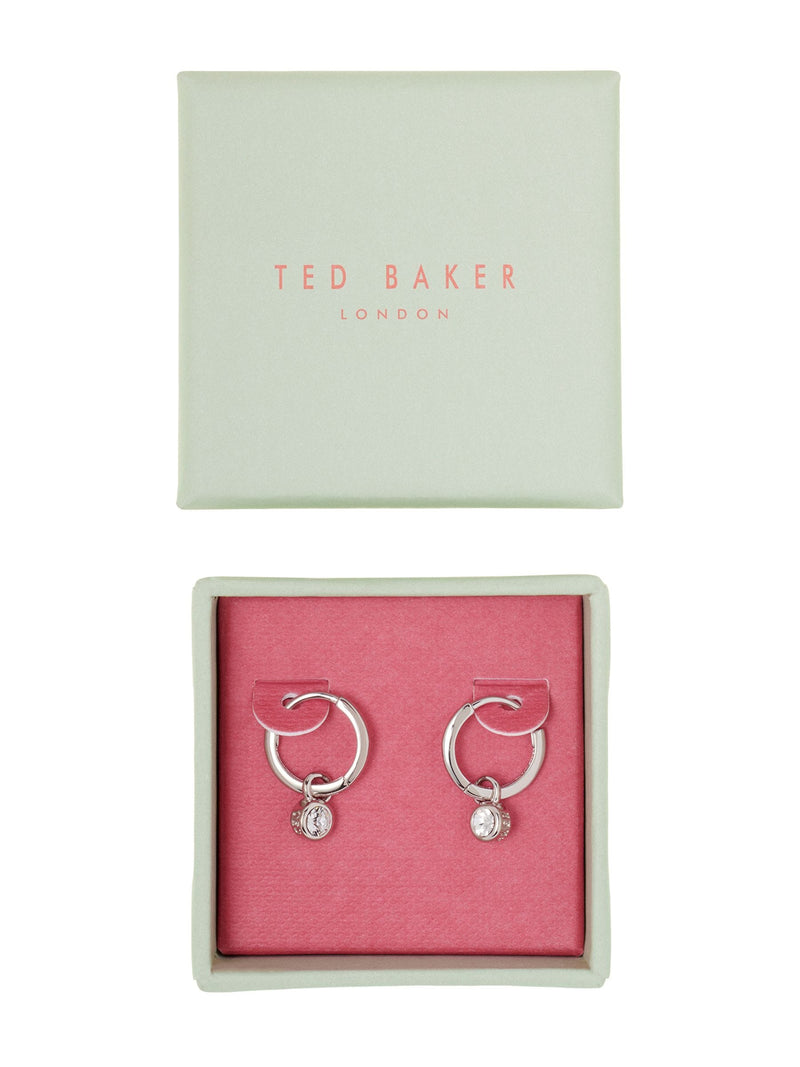 Ted Baker Sinalaa Silver Tone Crystal Huggie Earrings (British brand)