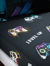 Catherine Lansfield Black Game Over Fitted Bed Sheet