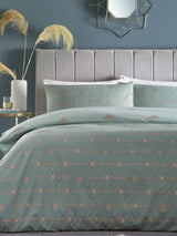 Furn Green Bee Deco Reversible Duvet Cover and Pillowcase Set