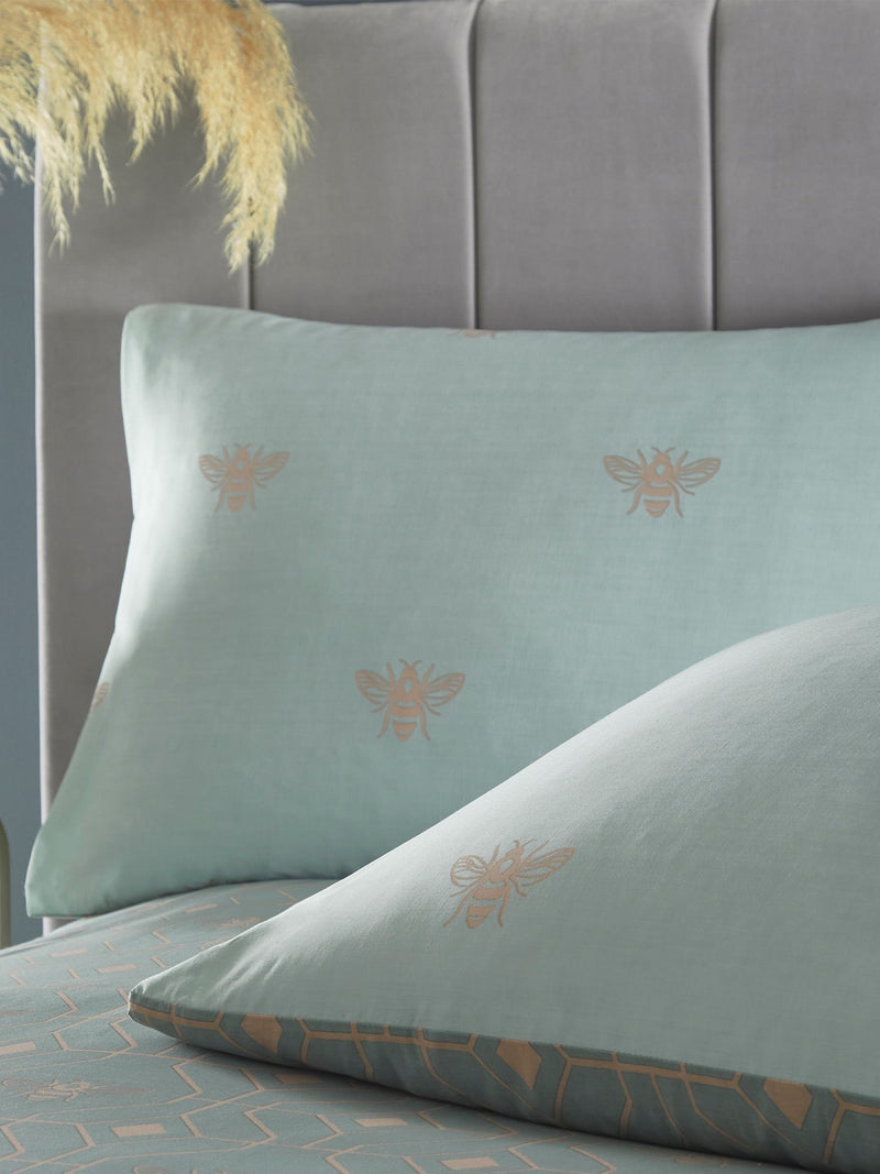 Green Bee Deco reversible duvet cover and pillowcase set - British product
