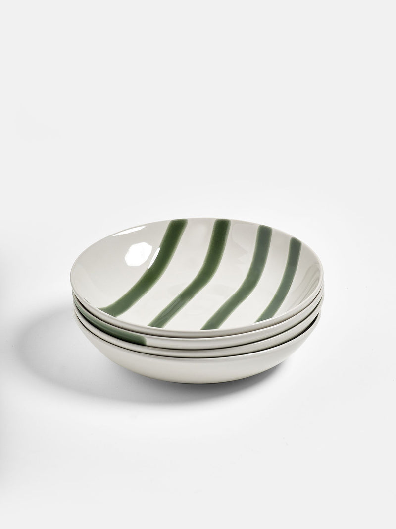 Jasper Conran London Green Abstract Set of 4 Pasta Bowls