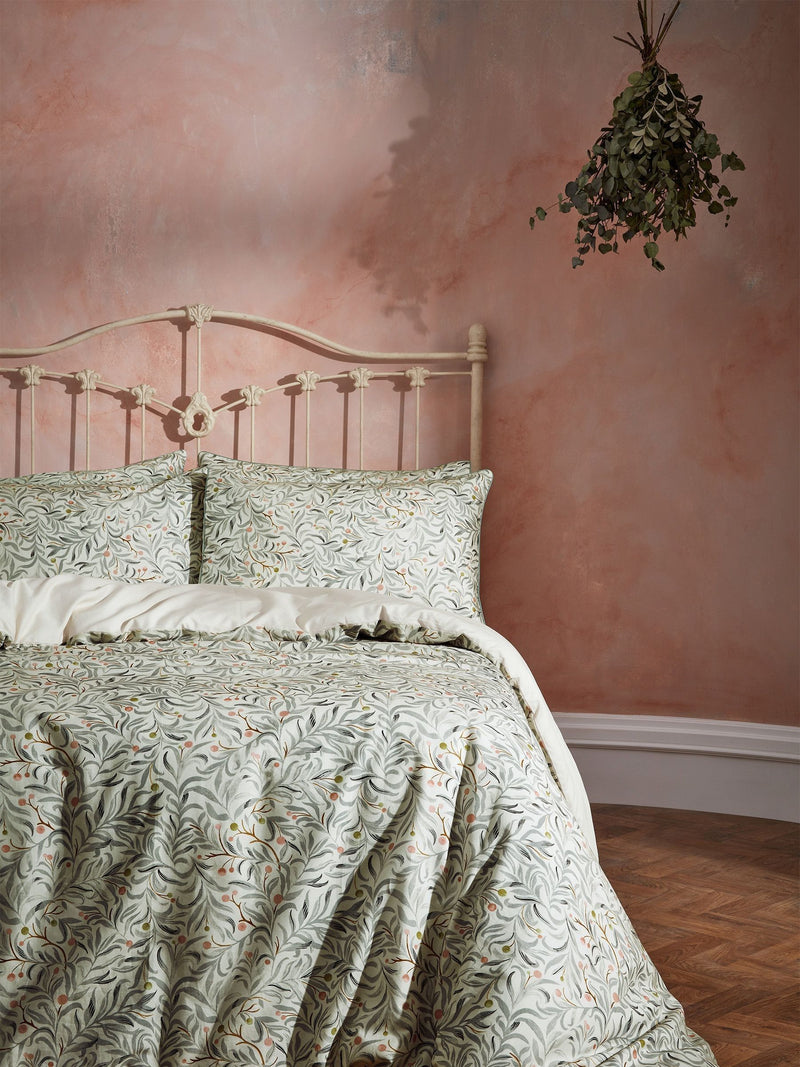 EW by Edinburgh Weavers Green Malory English Floral duvet cover and pillowcase set - British product