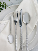 Silver Hammered Stainless Steel Cutlery Set 16 Piece