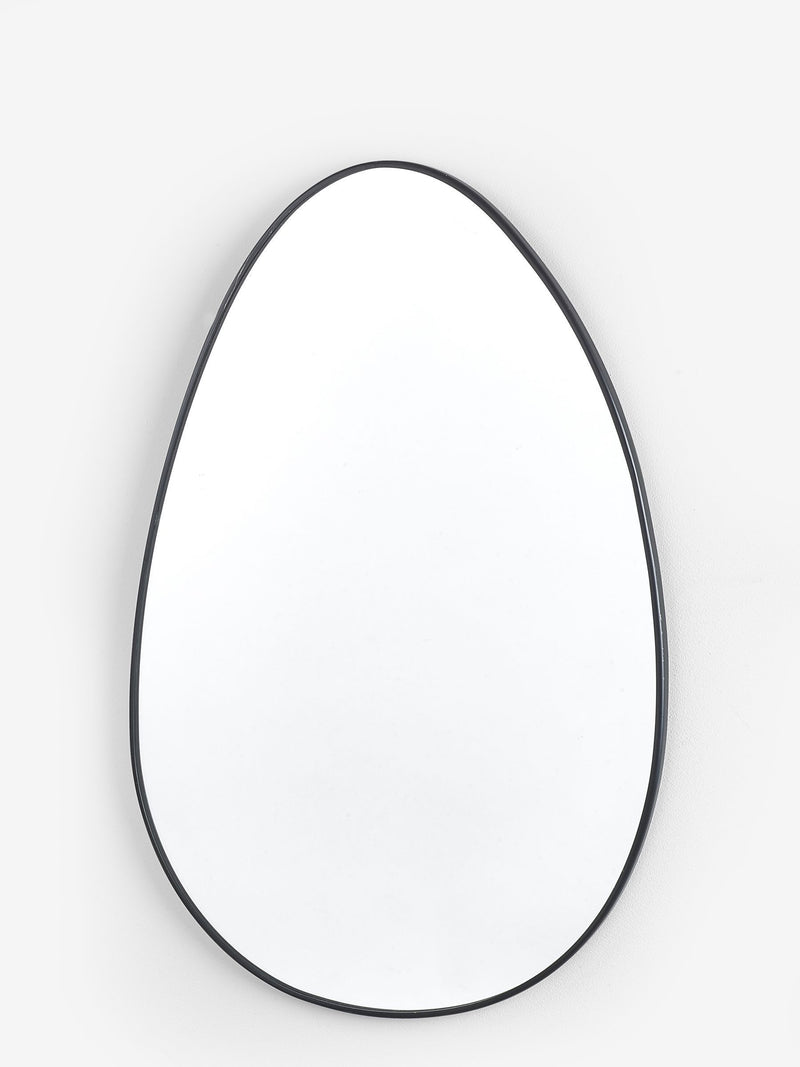 Black pebble round bathroom wall mirror, 62cm x 43.5cm - British product